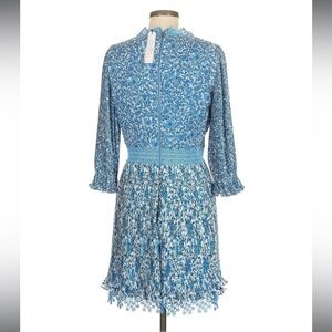 Blue Floral Dress with Ruffle Hem
